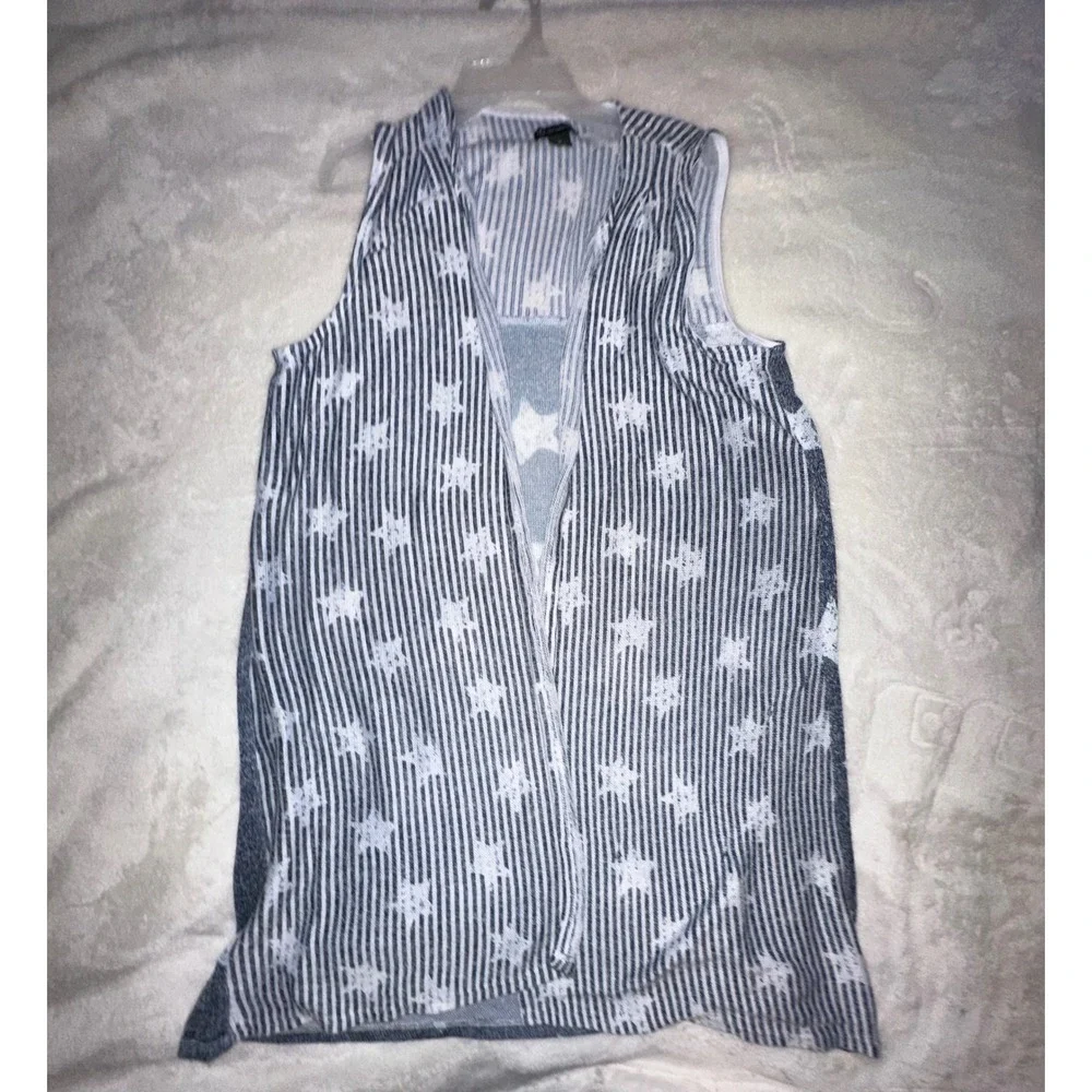 New Directions Stars‎ Vest Sleeveless Patriotic USA Americana Blue White M